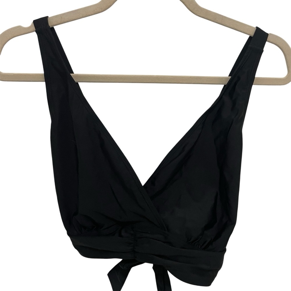 Hanna Nikole Bikini Top‎ Womens 16W Black Wrap Swimsuit NWT